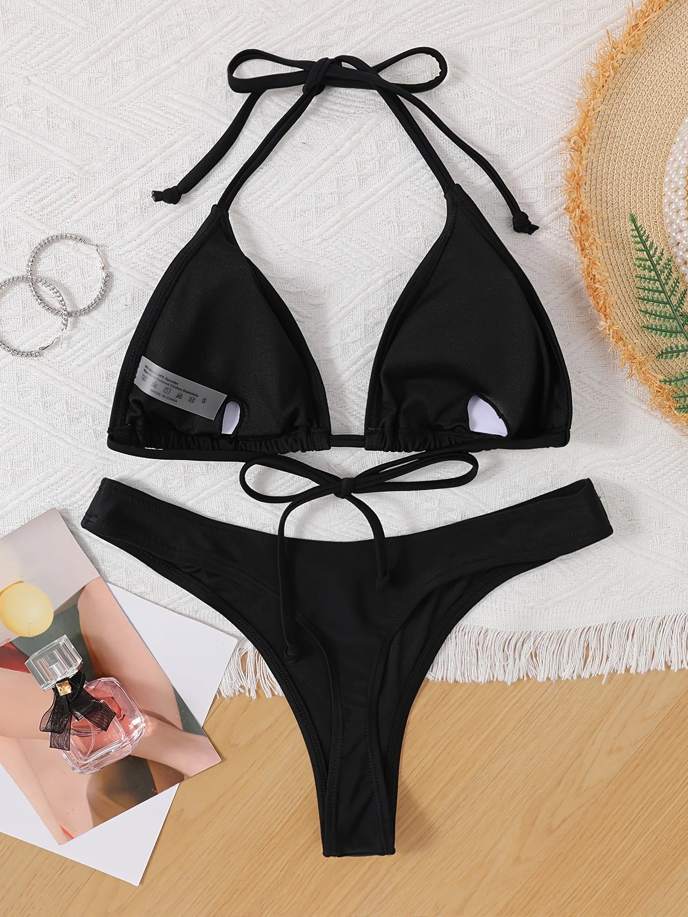 Lace Up Thong Bottom 2 Pieces Set Beachwear