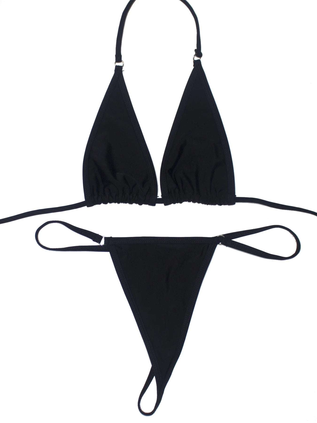 Backless Triangle Strap Micro Bikini Suit